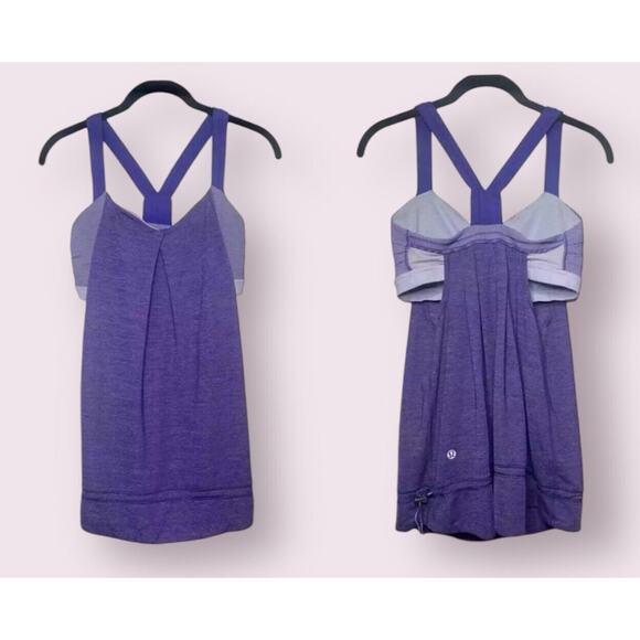 Lululemon Rest Less Tank Top Bra Bruised Berry Wee Stripe Heathered Purple Sz 4 - Picture 3 of 16